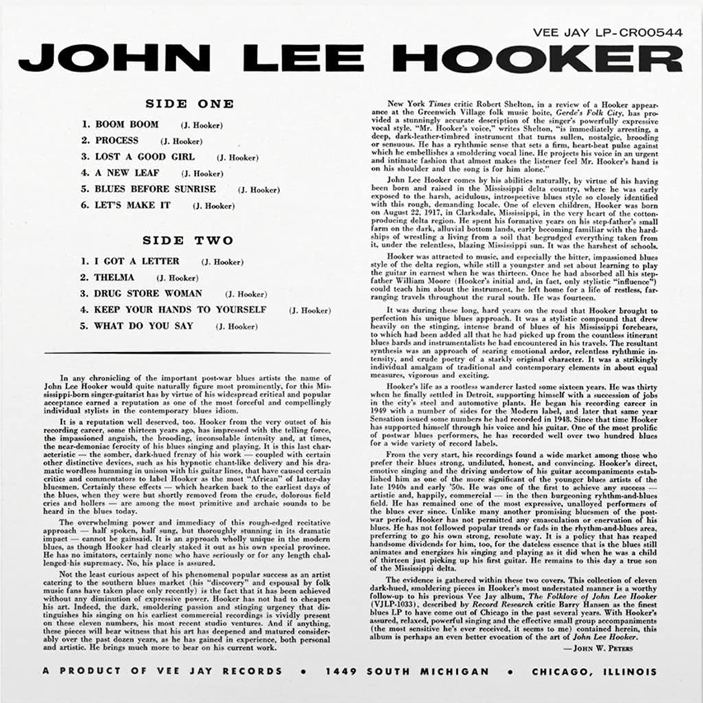 JOHN LEE HOOKER - Burnin' (60th Anniversary All Analog Stereo Remaster) - LP - 180g Vinyl