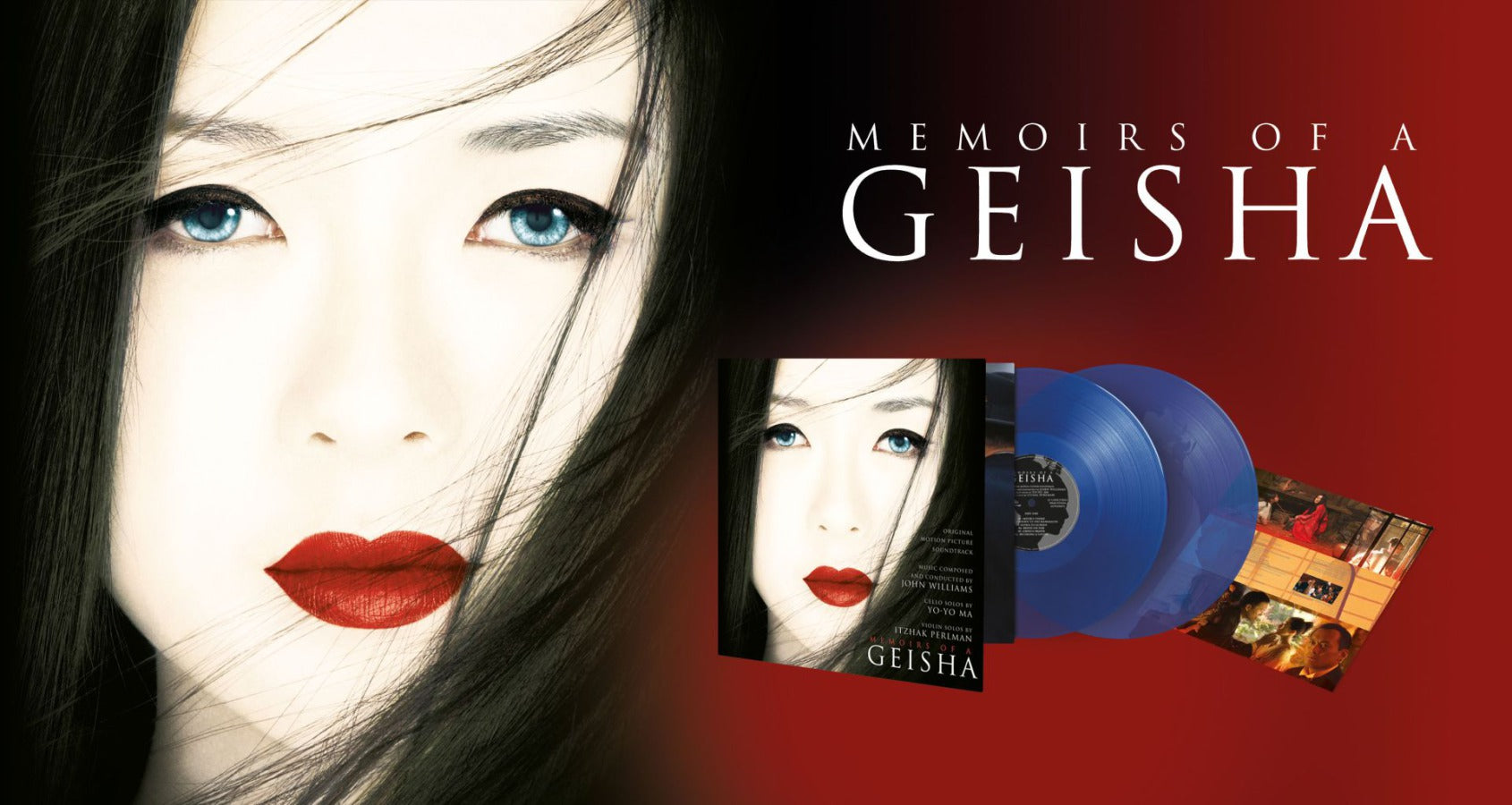 JOHN WILLIAMS FEAT. YO-YO MA - Memoirs Of A Geisha (2023 Reissue w/ Geisha Etching) - 2LP - Deluxe Gatefold 180g Translucent Blue Vinyl