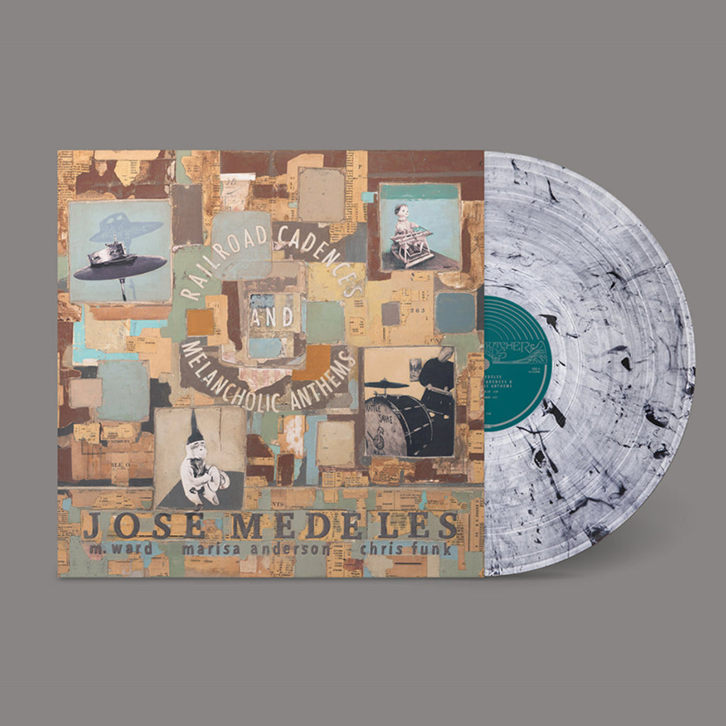JOSE MEDELES w/ M. WARD, MARISA ANDERSON, AND CHRIS FUNK - Railroad Cadences And Melancholic Anthems - LP - Clear w/ Black Smoke Vinyl