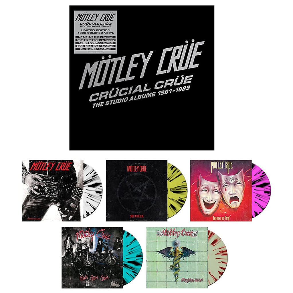 MOTLEY CRUE - Crucial Crue - The Studio Albums 1981-1989 - 5LP - 180g x White / Yellow / Pink / Blue / Green Splatter Vinyl Box Set