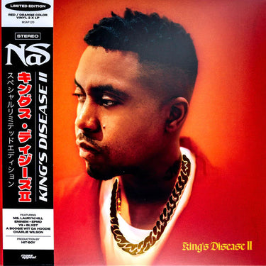 NAS - King's Disease II (2023 Repress w/ Obi Strip & Gold Foil) - 2LP - Red & Orange Vinyl