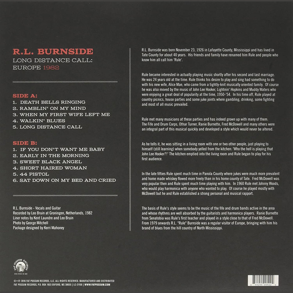 R.L. BURNSIDE - Long Distance Call: Europe, 1982 - LP - Vinyl