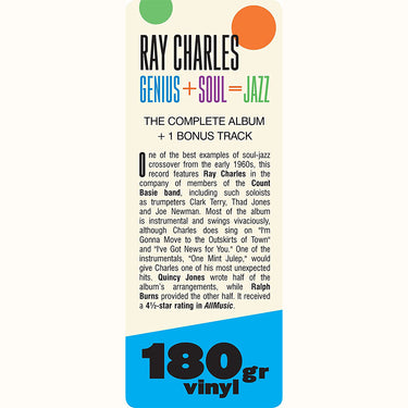 RAY CHARLES - Genius + Soul = Jazz (Jazz Wax Reissue w/ Bonus Track) - LP - 180g Vinyl