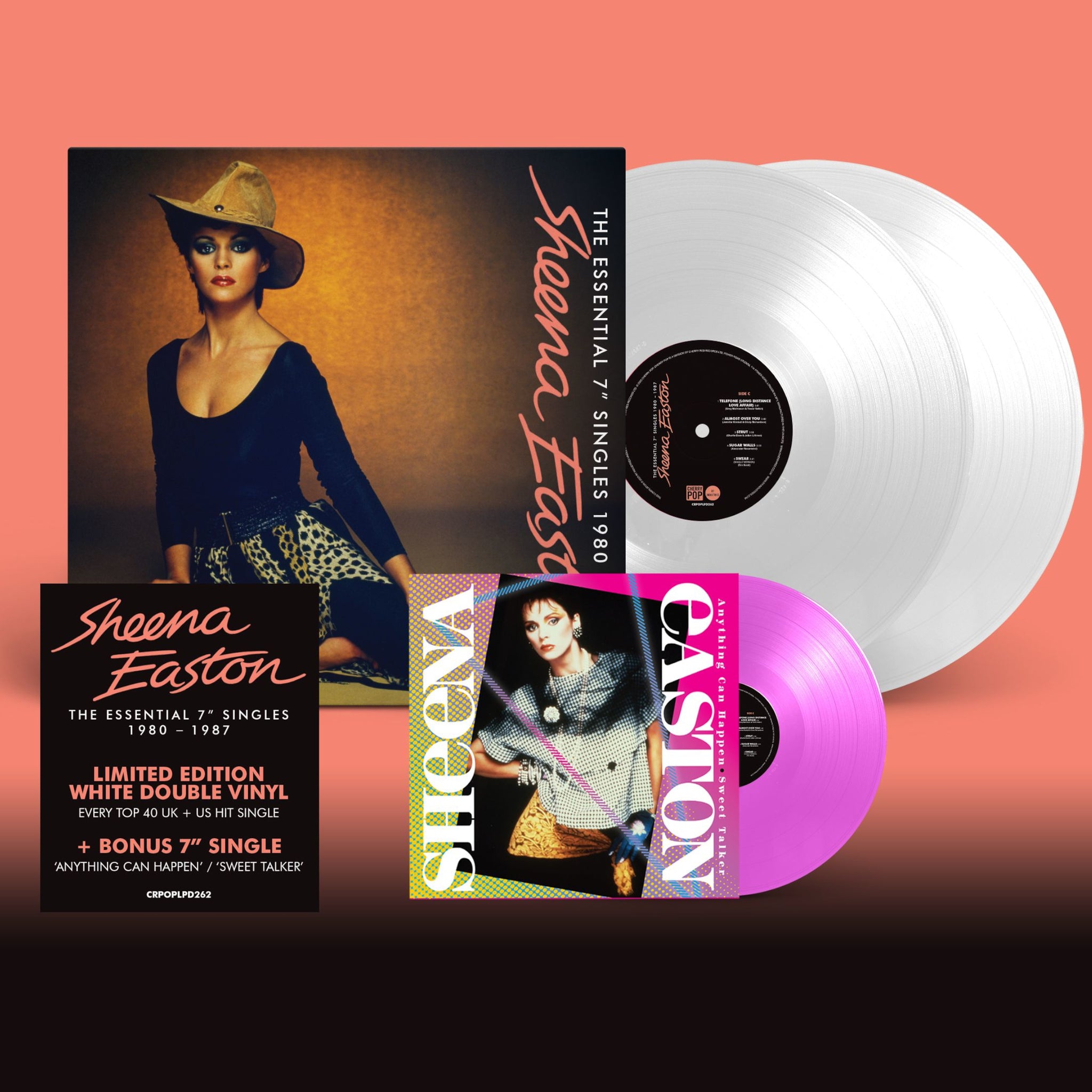 SHEENA EASTON - The Essential 7" Singles 1980-1987 - 2LP + 7" - White/Pink Glow Vinyl [RSD23]