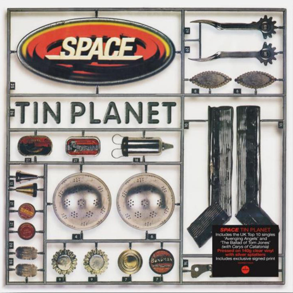 SPACE - Tin Planet (2022 Reissue) - LP + SIGNED Print - Clear With Silver Splatter Vinyl