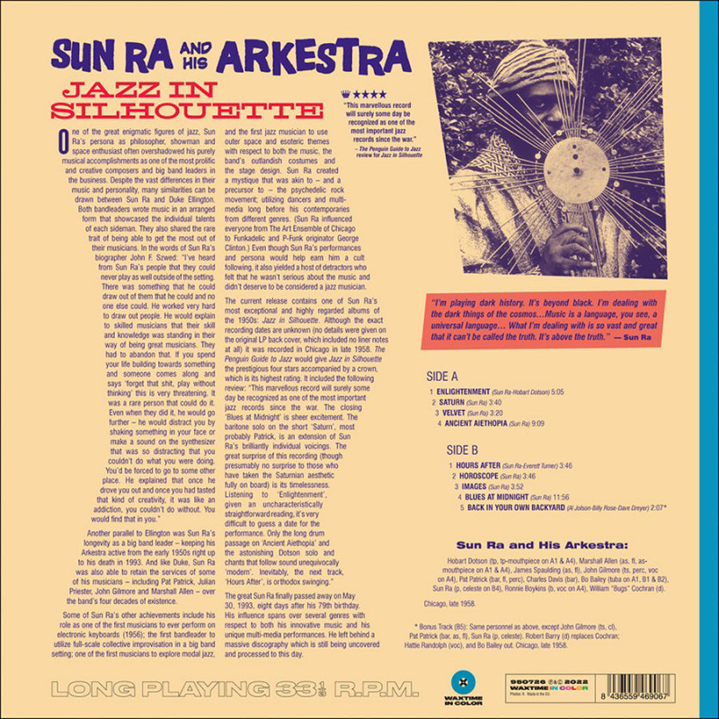 SUN RA AND HIS ARKESTRA - Jazz in Silhouette (+ Bonus Track) - LP - 180g Blue Vinyl