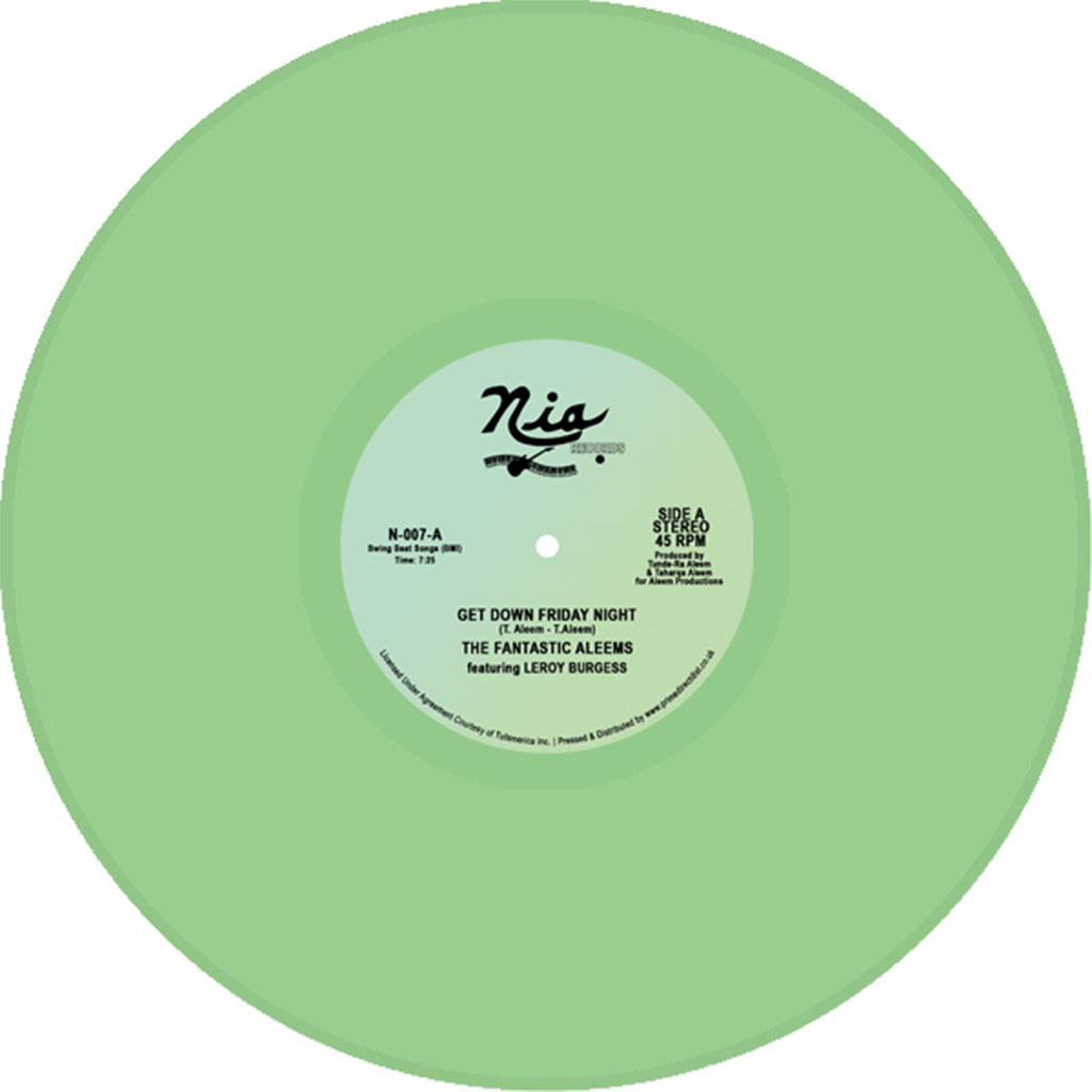 THE FANTASTIC ALEEMS & LEROY BURGESS - Get Down Friday Night (Special Re-Mix) / Get Down Friday Night (Vocal) - 12" - Green Vinyl [RSD23]