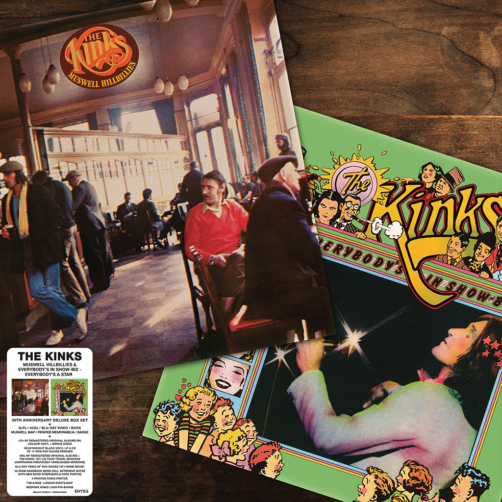 THE KINKS - Muswell Hillbillies & Everybody’s In Show-Biz – Everybody’s A Star (Remastered Stereo) - 6LP (Colour Vinyl) / 4CD / Blu-Ray / Book + Merch - Deluxe Box Set