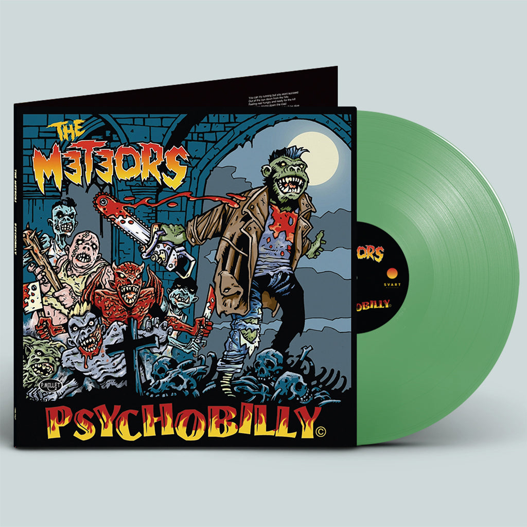 THE METEORS - Pyschobilly (2022 Reissue w/ Secret Bonus Track) - LP - Gatefold Transparent Green Vinyl