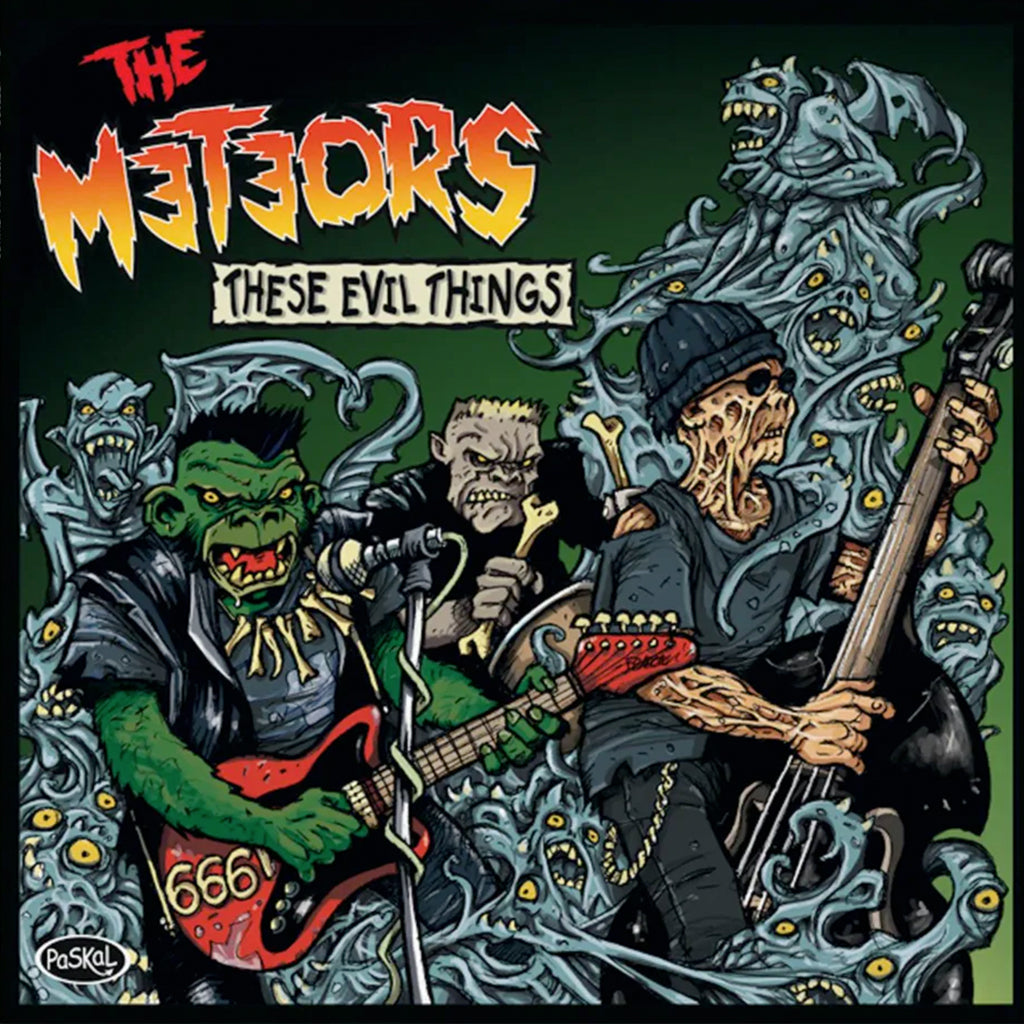 THE METEORS - These Evil Things (2022 Reissue w/ Secret Bonus Track) - LP - Gatefold Curacao Blue Vinyl