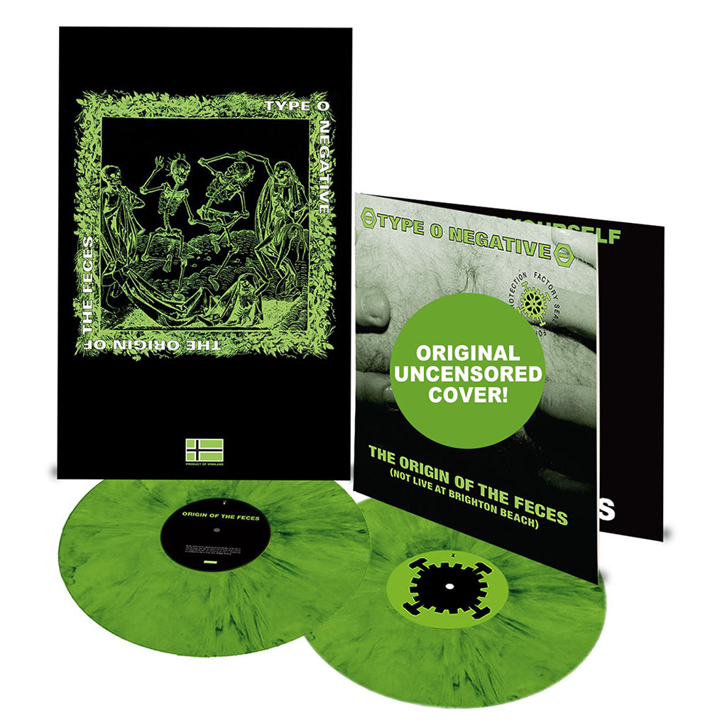 TYPE O NEGATIVE - The Origin Of The Feces (Not Live At Brighton Beach) - 30th Anniversary Ed. w/ Original Cover Art & Poster - 2LP - Green & Black Marbled Vinyl